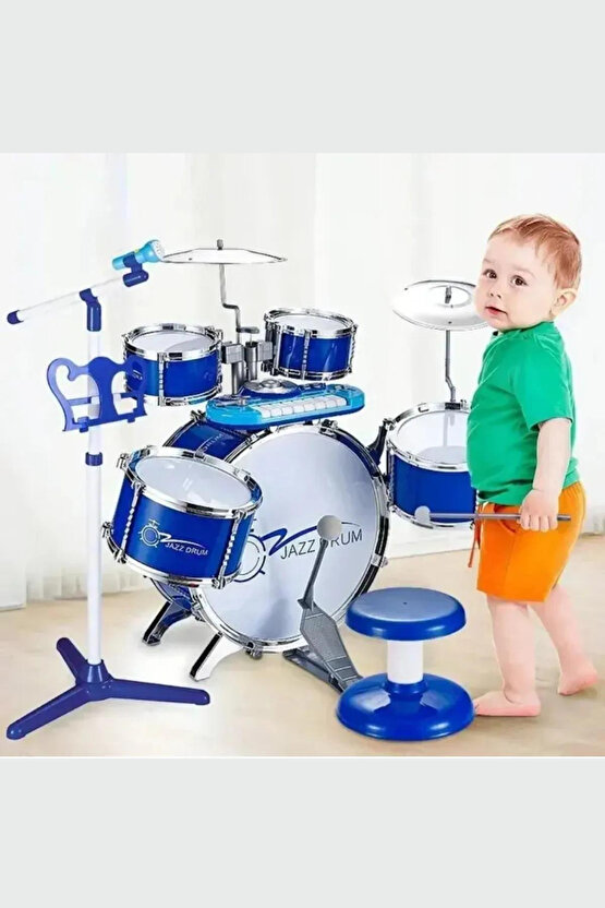 Çocuklar Için Eğitici Mikrofonlu Mp3 Çalar Bateri Caz Davul Eğitim Enstrüman Klavye Seti Müzisyen