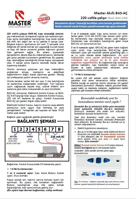 Kumandalı Elektrikli Bas-aç Smart Lock Elektromanyetik Bas Aç