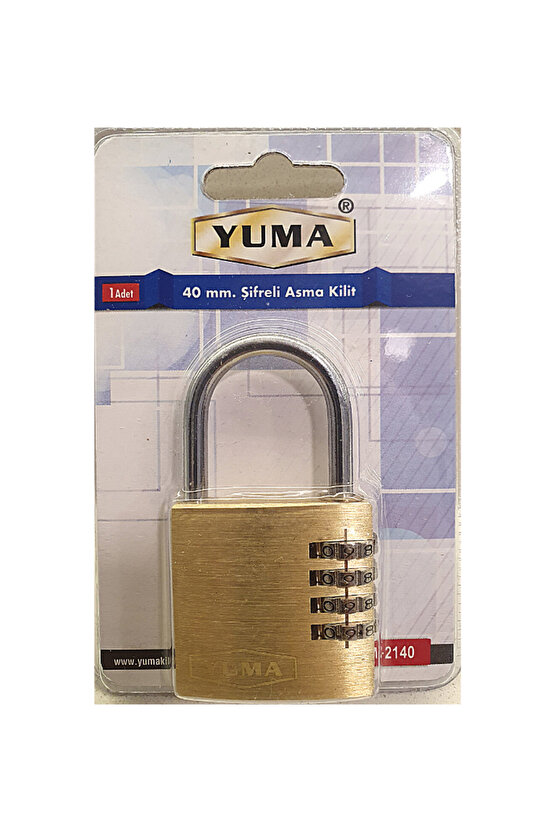 Yuma Ym2140 Şifreli Asma Kilit 4 Haneli Pirinç Blister Ambalaj 40mm