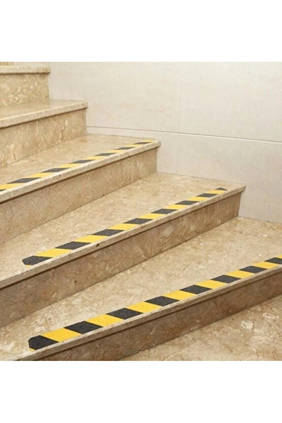 5 Adet Merdiven Ve Zemin Kaydırmaz Bant 50mm x 25mt Sarı Siyah