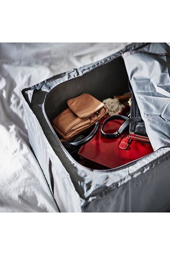 69x55x19 Yatak Altı-ıkea Yastık Çarşaf Nevresim Giysi Saklama Kutusu Hurç Kutu Koyu Gri