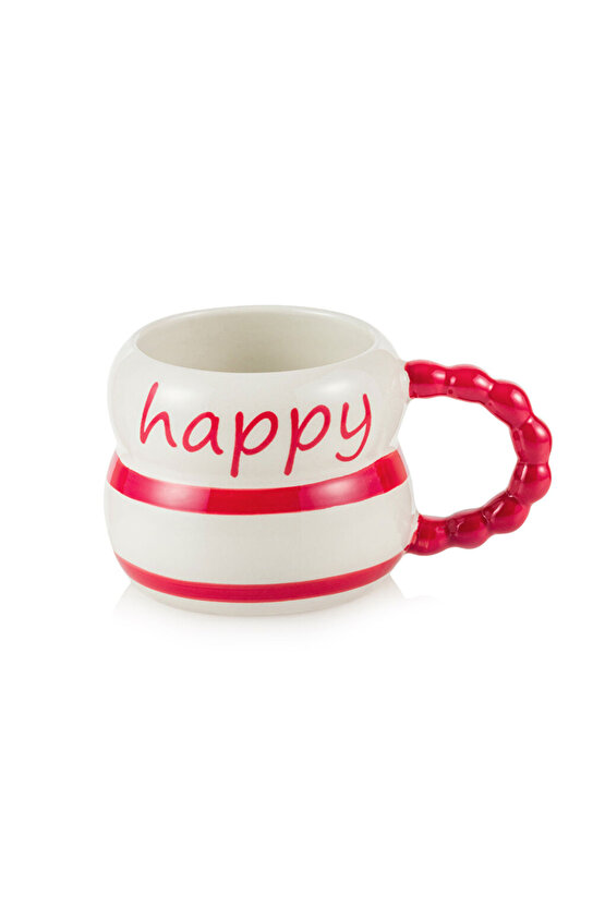 Kırmızı Baskılı Seramik Kupa