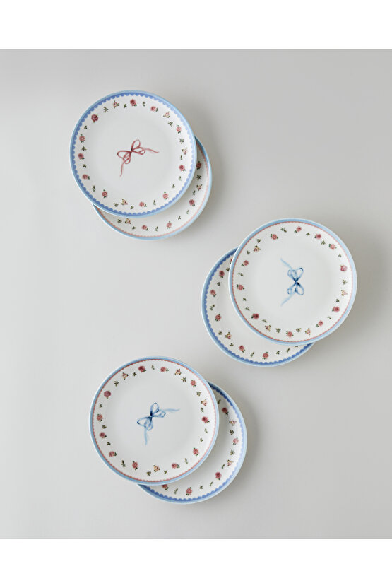 Maze Porselen 6lı Pasta Tabağı 19 cm Renkli