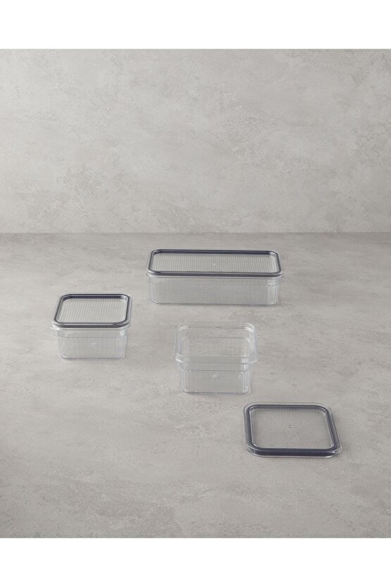 Fleur Plastik 3Lü Mutfak Düzenleyici 850 Ml – 850 Ml – 1,80 L Şeffaf