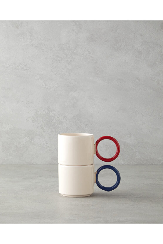 Twin Halo Seramik 2li Kupa 184 ml Kırmızı - Lacivert