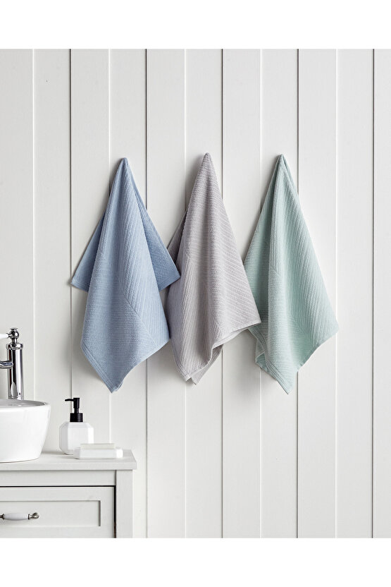 Twill Pamuk Yüz Havlusu 50x70 cm Açık Mavi