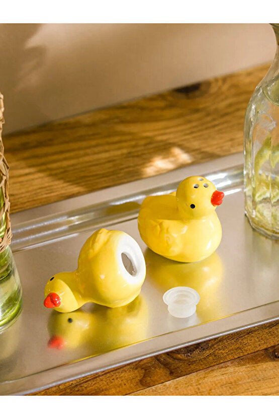 Ördek Figürlü Seramik Tuzluk Ve Biberlik