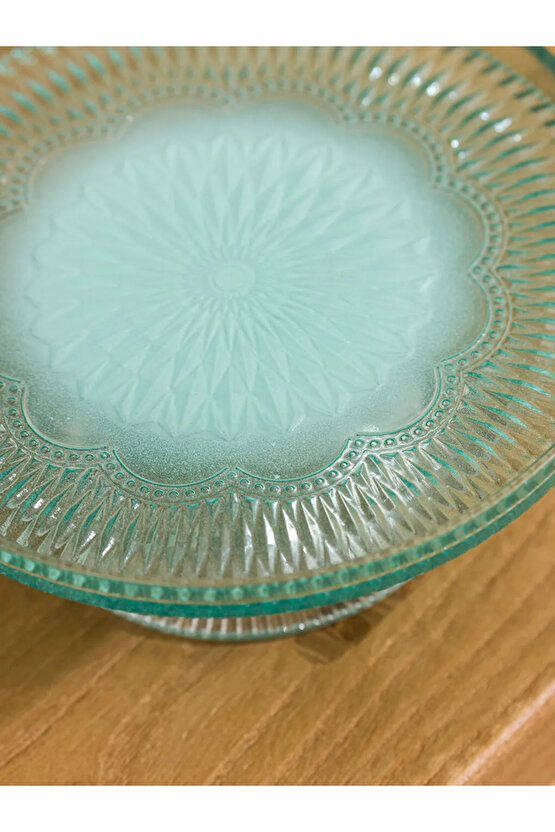 LCW HOME Turkuaz Dekoratif Cam Ayaklı Sunumluk 16 cm