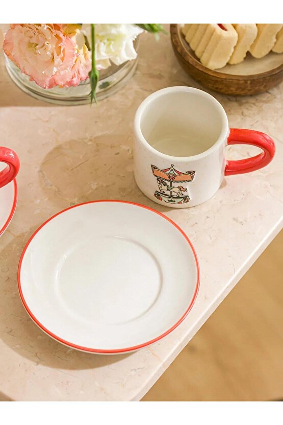 LCW HOME Karişik Baskılı İki Kişilik Seramik Kahve Fincan Takımı 100 ml (W5)