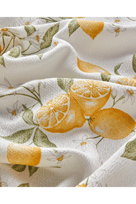 Amalfi Breeze Baskılı Çift Kişilik Pike Takımı 200x220 cm Sarı