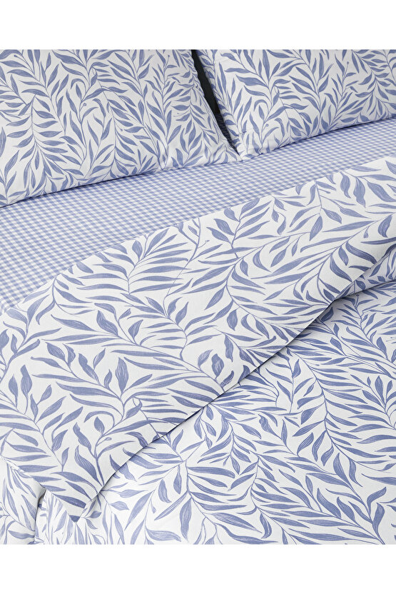 Leaf Dream Kolay Ütülenir Tek Kişilik Nevresim Takımı 160x220 cm Mavi