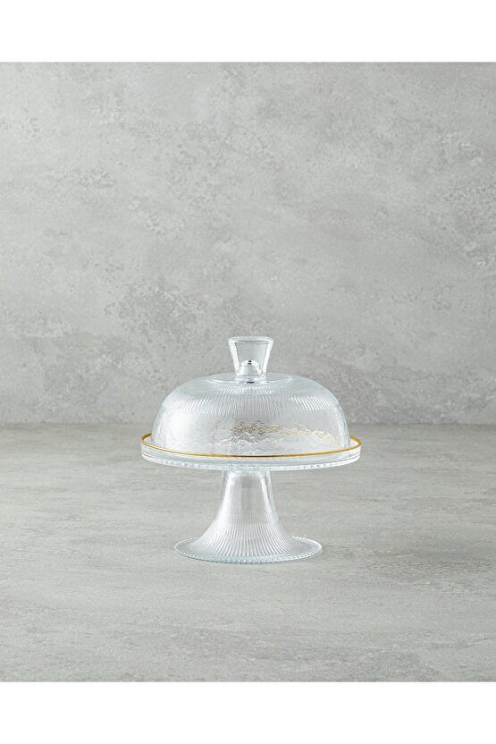 Glimmer Cam Ayaklı Sunumluk 16 cm Şeffaf-Gold