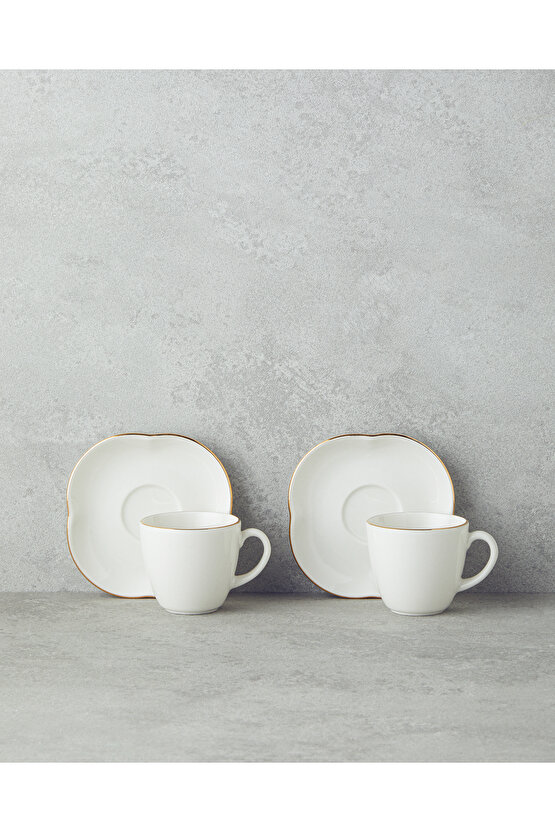 Aren Porselen 4 Parça 2 Kişilik Kahve Fincan Takımı 80 ml Gold