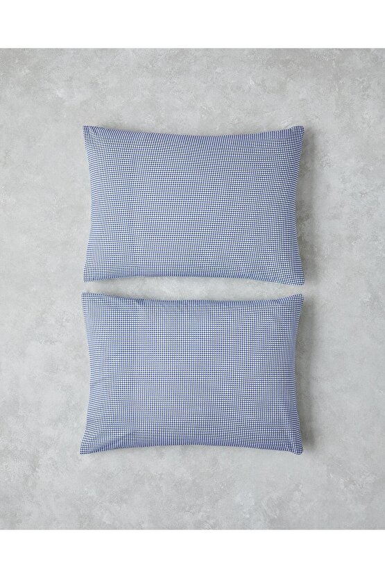 Petit Check Pamuklu 2li Yastık Kılıfı 50x70 cm Yeşil-Mavi