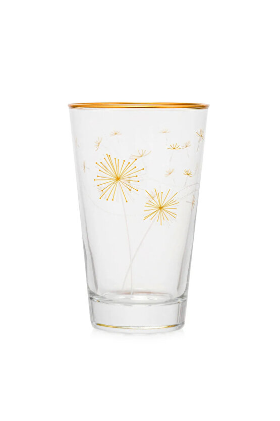 Gold Çiçek Baskılı Cam Su Bardağı 3lü - 400 Ml