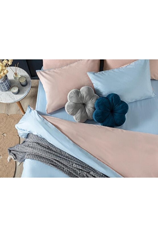 Plain Pamuk 2 li Yastık Kılıfı 50 x 70 Mavi - Pudra