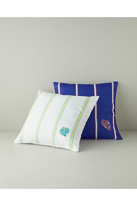 Corallium Nakışlı Kırlent Kılıfı Beyaz