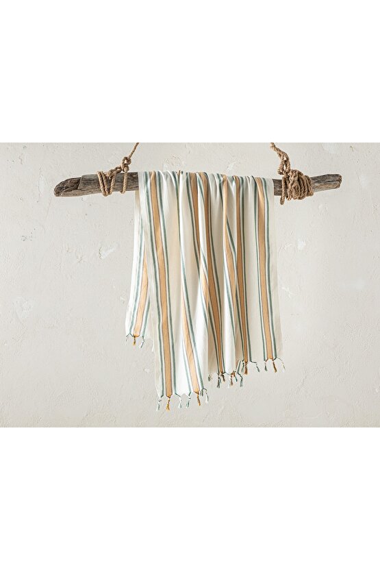 Samba Pamuklu Çizgili Peştamal 90x160 Cm Sarı-yeşil