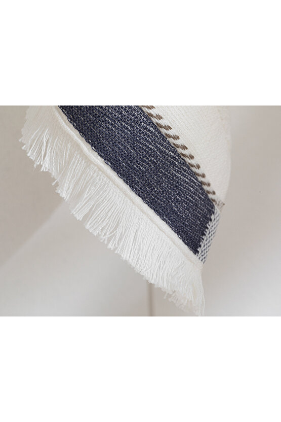 Lucina Pamuklu Saçaklı El Havlusu 30x40 Cm Ekru-lacivert