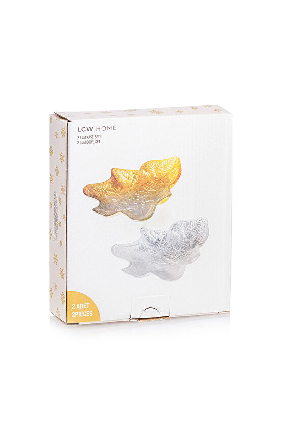 LCW HOME Sarı Çam Ağacı Figürlü Cam Kase 2li 21 Cm