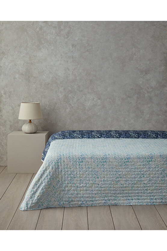 Floral Harmony Tek Kişilik Çok Amaçlı Örtü Açık Mavi