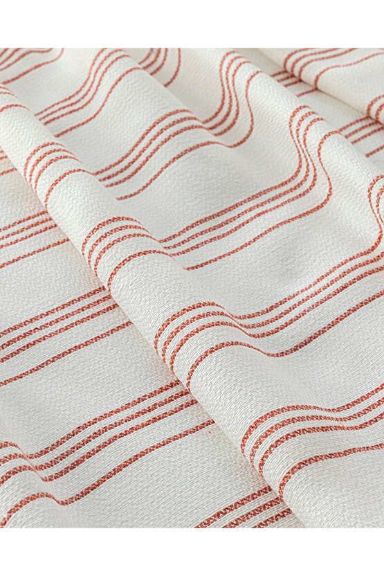 Fine Lines Ipliği Boyalı Viskon Çift Kişilik Pike Mercan