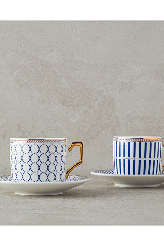 Rabecca New Bone China Kahve Fincan Takımı 4 Parça 2 Kişilik Lacivert