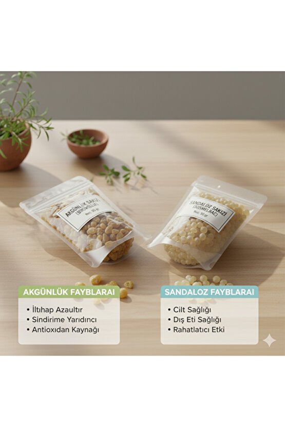Doğal Sandaloz & Ak Günlük Sakızı 2x50 gr | Bitkisel Reçine | Toplam 100 gr Set