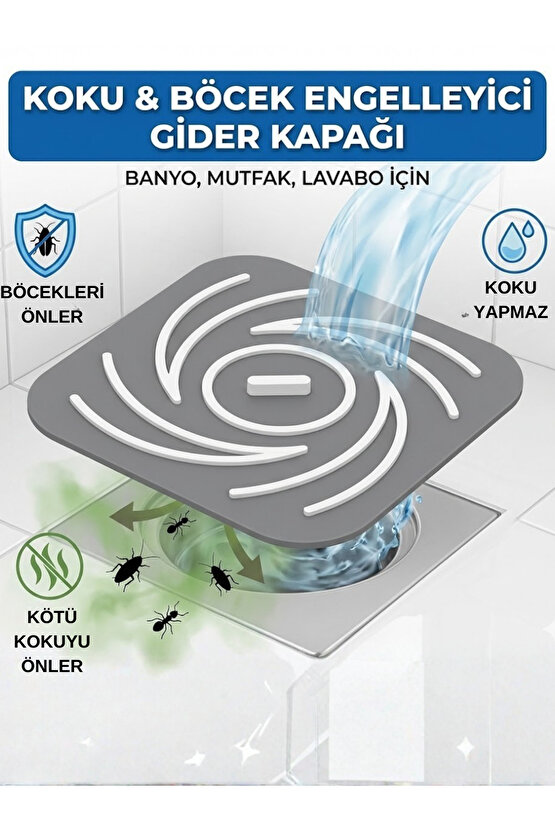 Kötü Koku Böcek Önleyici Gider Tıpası Lavabo Balkon Tuvalet Gider Kapatıcı Kapak Silikon Gri-Beyaz