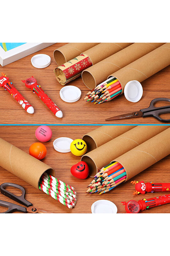 5li Postüp Kapaklı Silindir Kutu Karton Rulo Gönderi Poster Afiş Harita Tüpü 5 Adet 5 Cm X 100 Cm