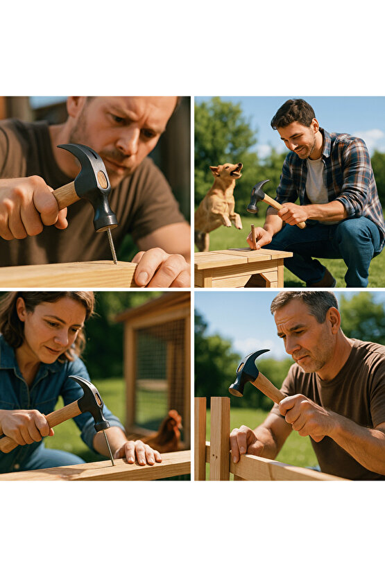 320gr Profesyonel Çatal Ağızlı Ahşap Sap Claw Çekiç 12cm Çelik Ergonomik Çivi Sökme Çakma Dayanıklı