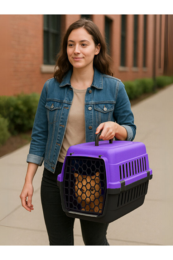 Kedi Köpek Taşıma Kutusu Yumuşak Zemin Portatif Seyahat Kürekli Evcil Hayvan Çantası 28x33x45cm
