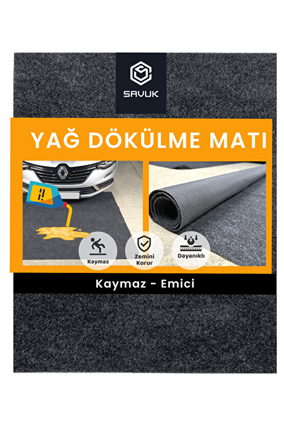 BEYLİNİ Kaymaz Yağ Matı Sıvı Geçirmez Emici Araç Altlığı Halısı Antrasit (183x188)