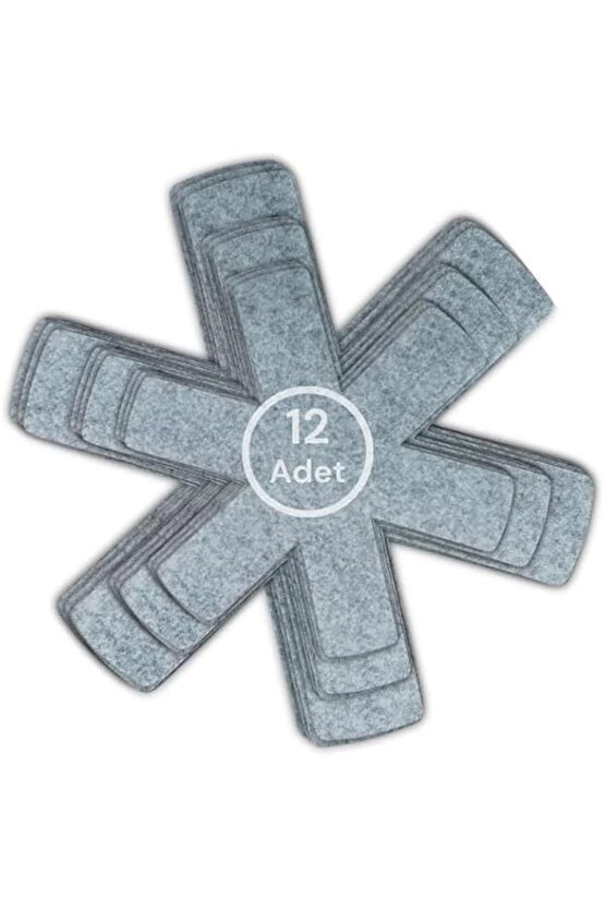 Beylini 12 Li Set Tencere Tava Koruyucu Borcam Çizdirmez Keçe Düzenleyici (Gri)