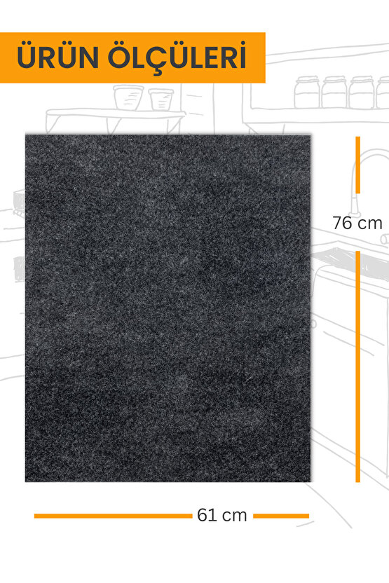 Lavabo Altı Matı Sıvı Geçirmez Kaymaz Taban Evye Dolap Paspası 60x76 cm