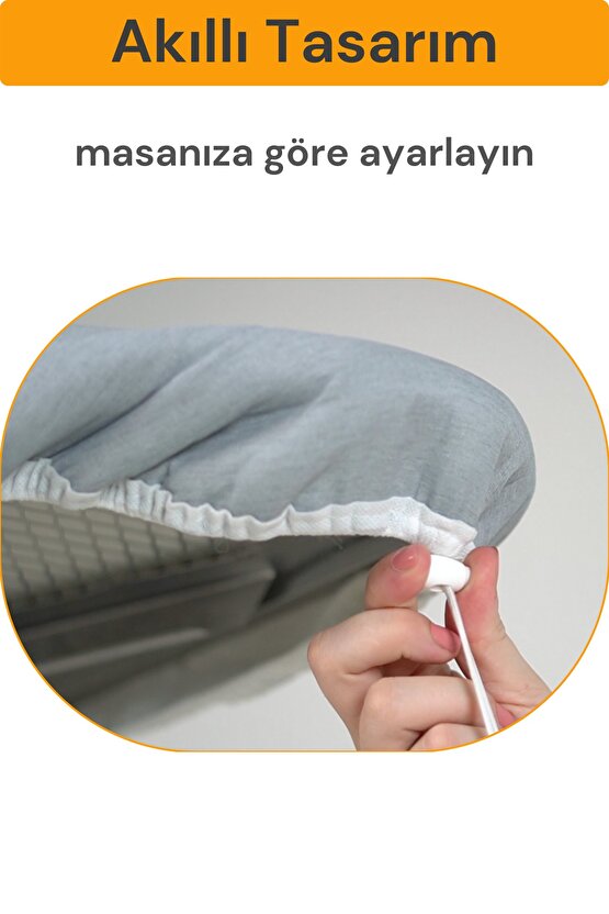 Ütü Masası Kılıfı Örtüsü Bezi, Keçeli,süngerli,lastikli Yanmaz Ayarlanabilir 55x148 Cm Gri