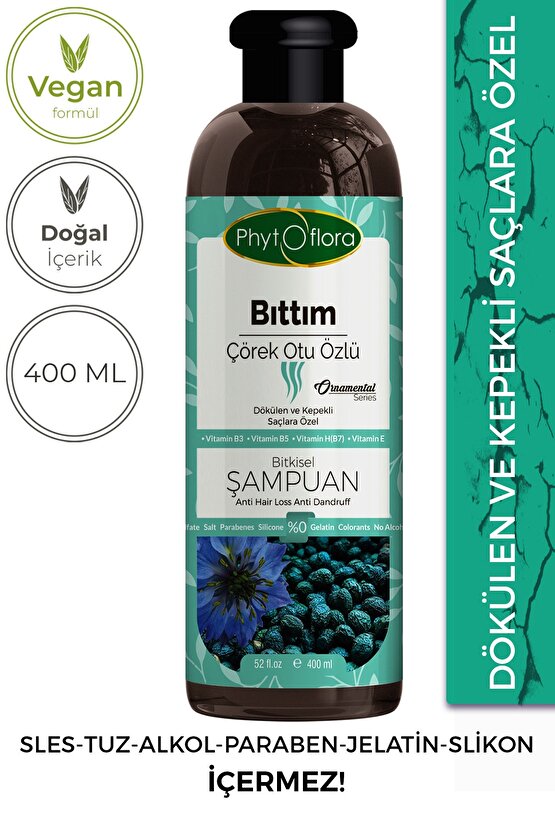 Tuzsuz Dökülen Ve Kepekli Saçlara Özel Bıttım Özlü Bitkisel Şampuan 400 ml