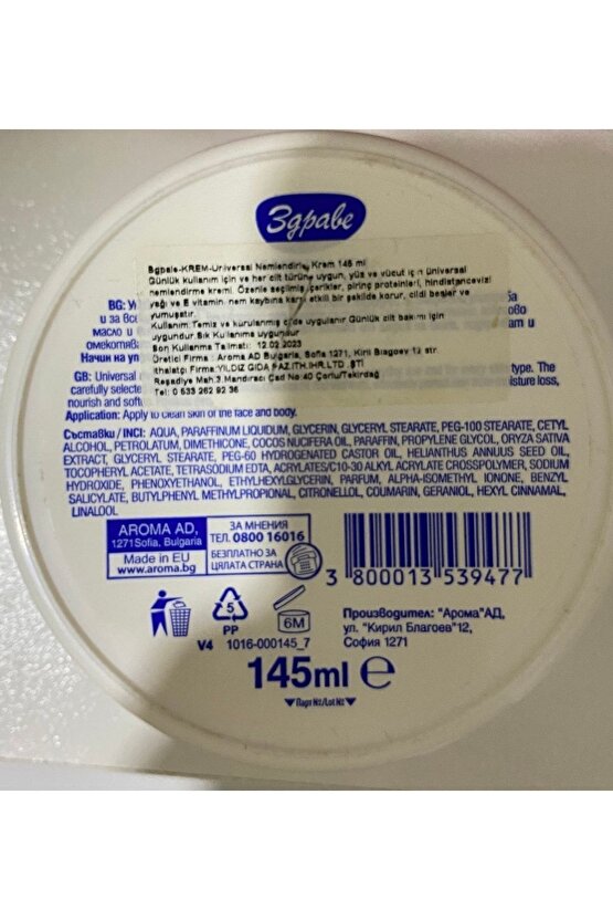 Zdrave Nemlendirici Krem 145 ml