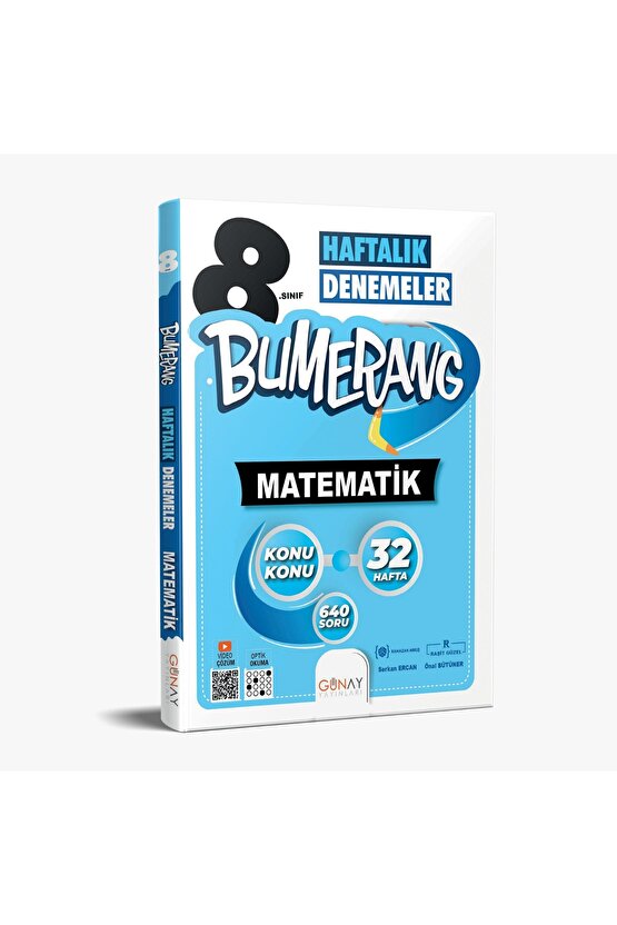 GÜNAY YAYINCILIK 8. SINIF BUMERANG MATEMATİK 32 HAFTALIK DENEMELER (GÜNCEL MÜFREDAT)