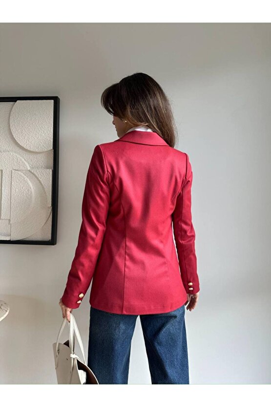 Kadın Çapraz Tek Düğme Belden Oturtmalı Blazer Ceket
