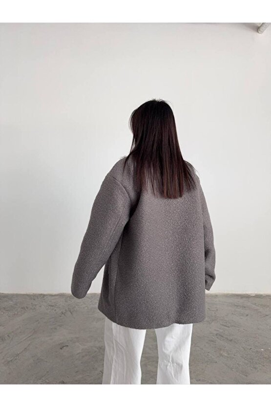 Kadın Buklet Kumaş Kısa Kaban