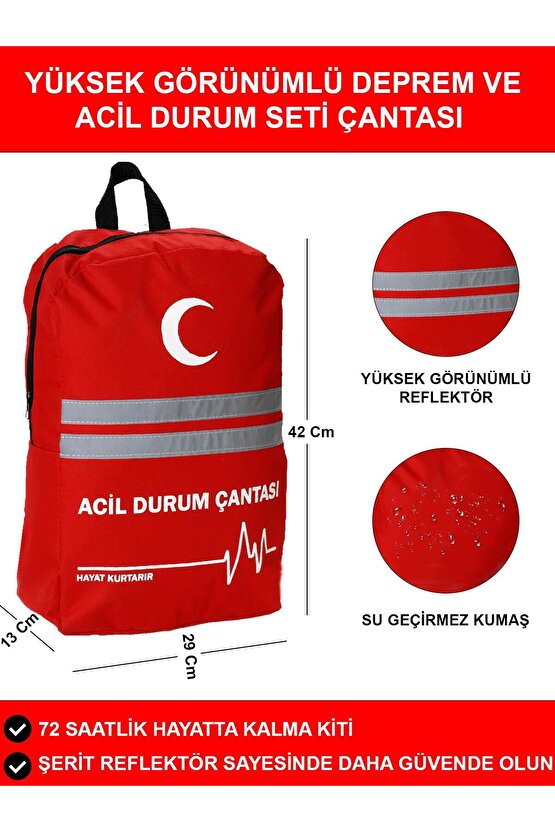 Sırt Deprem Çantası Afet ve Acil Durum İlk Yardım Seti