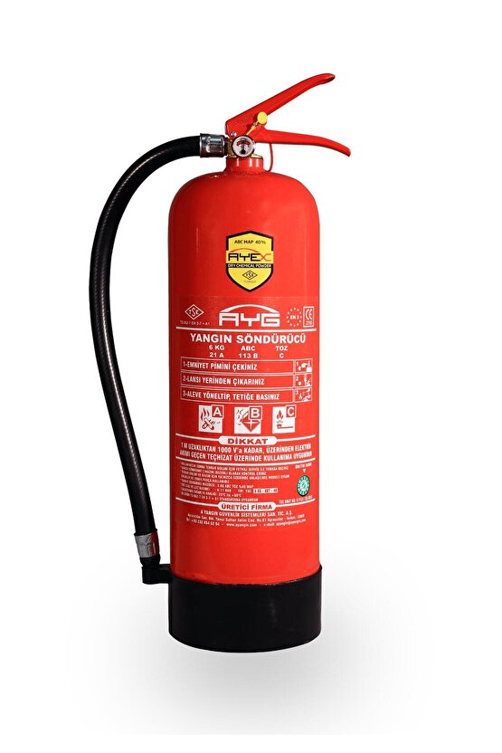 6 KG AYG KURU KİMYEVİ TOZLU YANGIN SÖNDÜRME TÜPÜ 4 YIL GARANTİLİ VE RUHSATA UYGUN