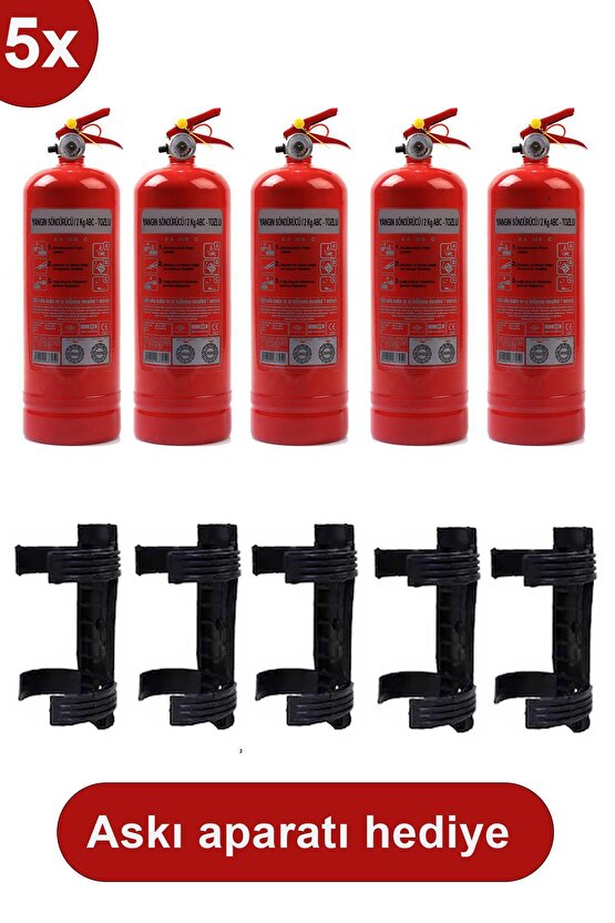 Yangın Tüpü Söndürücü Askısı Plastik 5 Adet , 2 Kg 5 Adet Araç Tüpü 2022 Üretim 2026 Tekrar Dolum