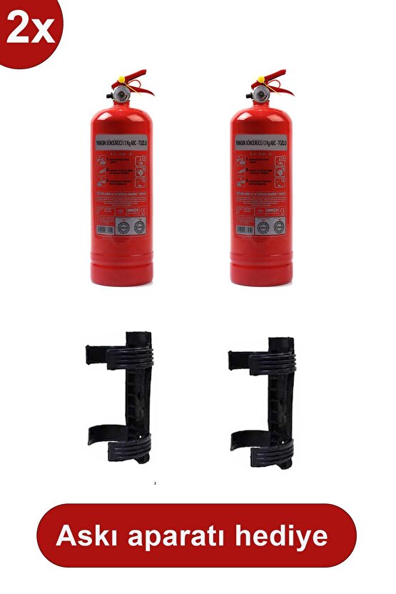 Yangın Tüpü Söndürücü Askısı Plastik 2 Adet , 2 Kg 2 Adet Araç Tüpü 2022 Üretim 2026 Tekrar Dolum