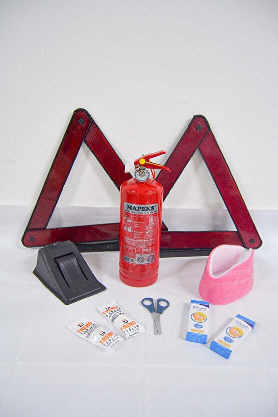 Üçgen Trafik Ve Ilkyardım Seti Mapeks Yangın Tüpü Takoz Reflektör Boyunluk Ekonomik Set