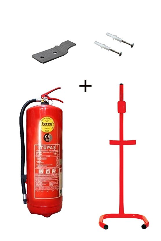 6kg Yangın Tüpü, Dübel Vida, Askı Aparatı Ve C Tipi Sehpa 4lü Set