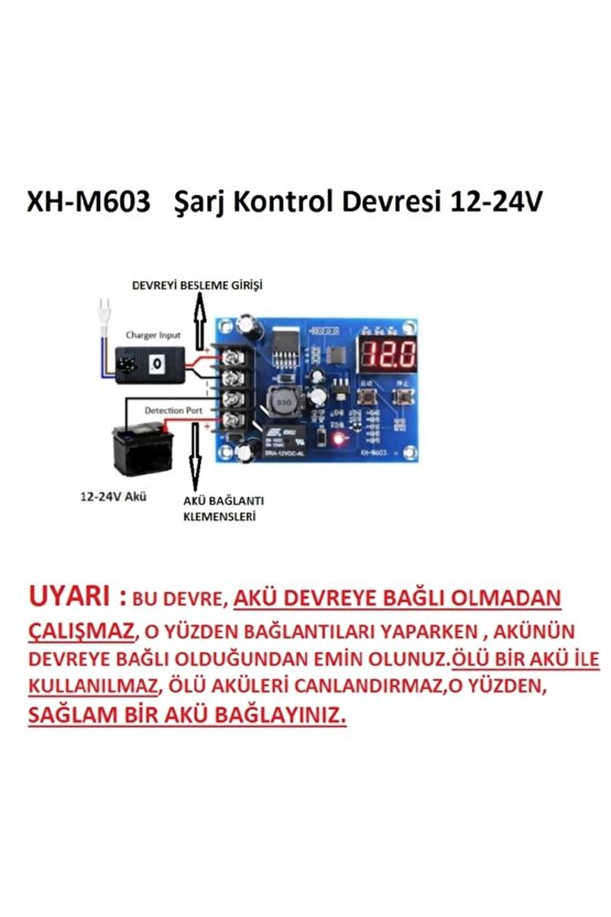 Xh-m603 Şarj Kontrol Devresi 12-24v Akü Şarj Kontrol Modülü Güneş, Lityum Li-on Batarya