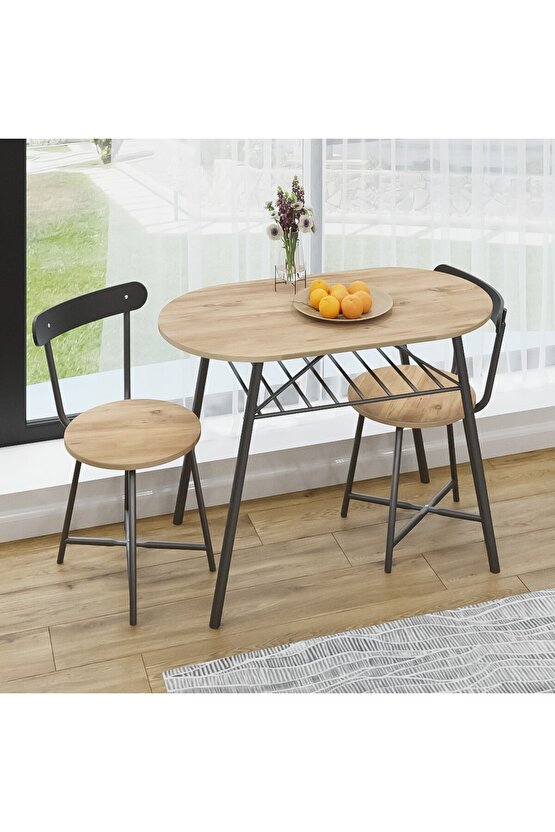 2 Kişilik Mutfak Bahçe Masa Sandalye Seti Çam 1465