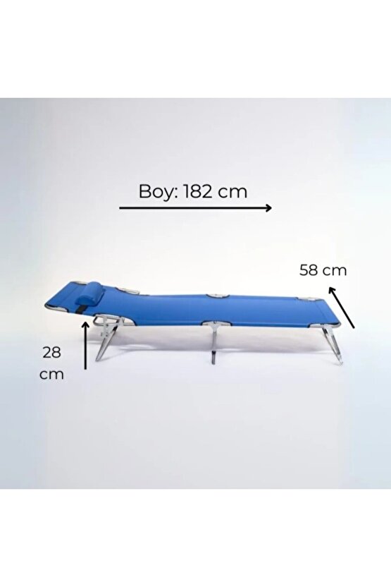 Kamp Yatağı Yastıklı Katlanır Şezlong Kampet Mavi 1626
